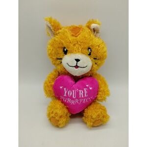 Valentine's Day Orange Cat Plush "You're Purrrfect" Heart MTY International